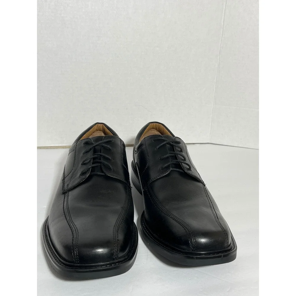Johnston & Murphy Mens Black Leather Bicycle Toe Oxford Dress Shoes 20-4865 11M‎